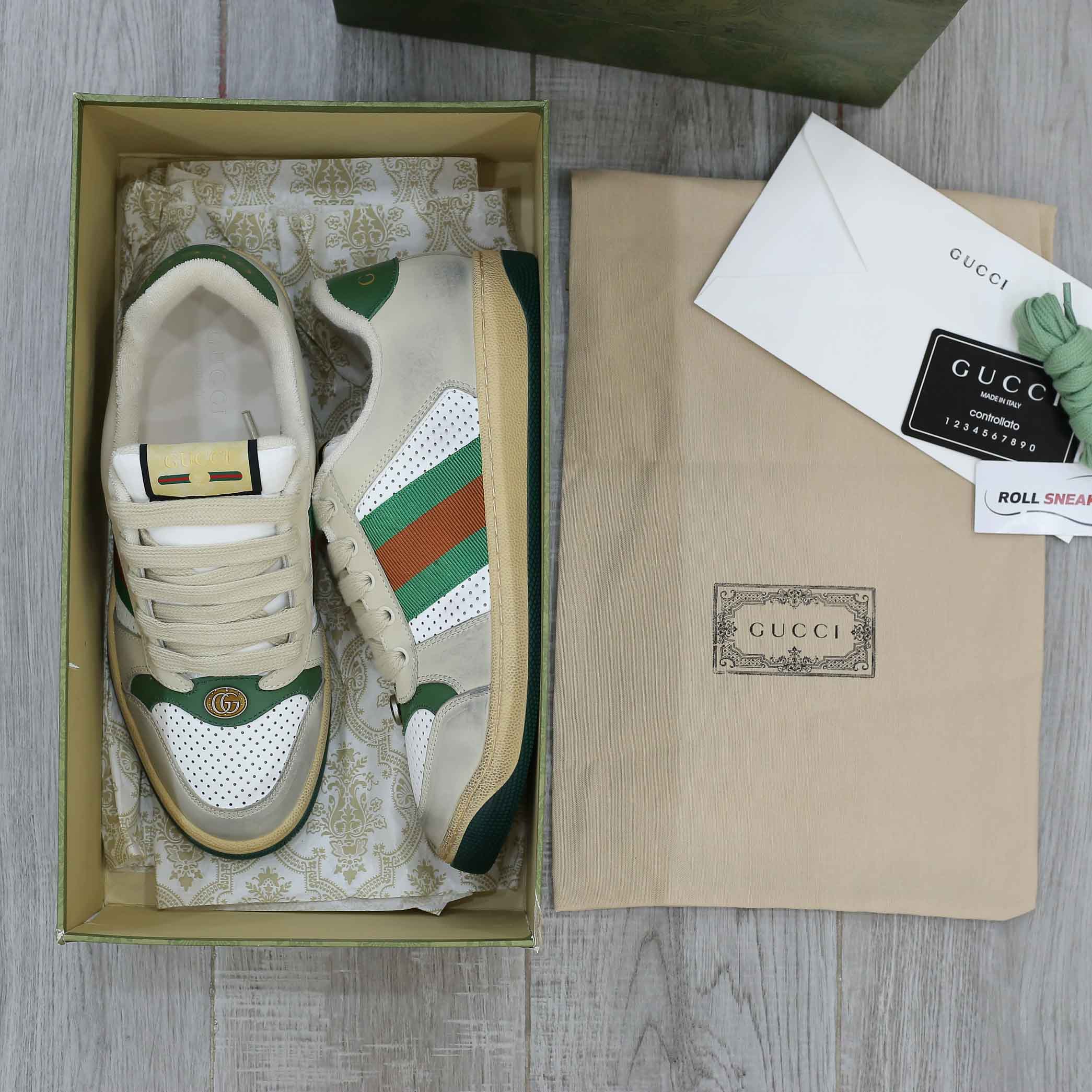 Gucci Screener Leather Green White