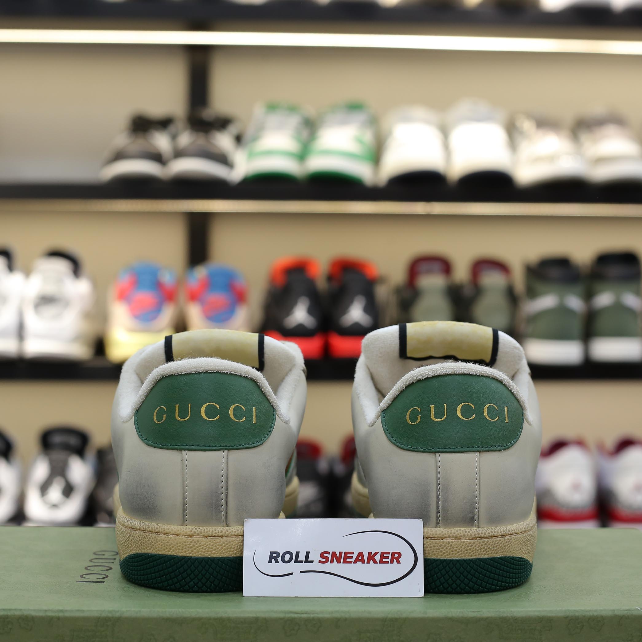 Gucci Screener Leather Green White