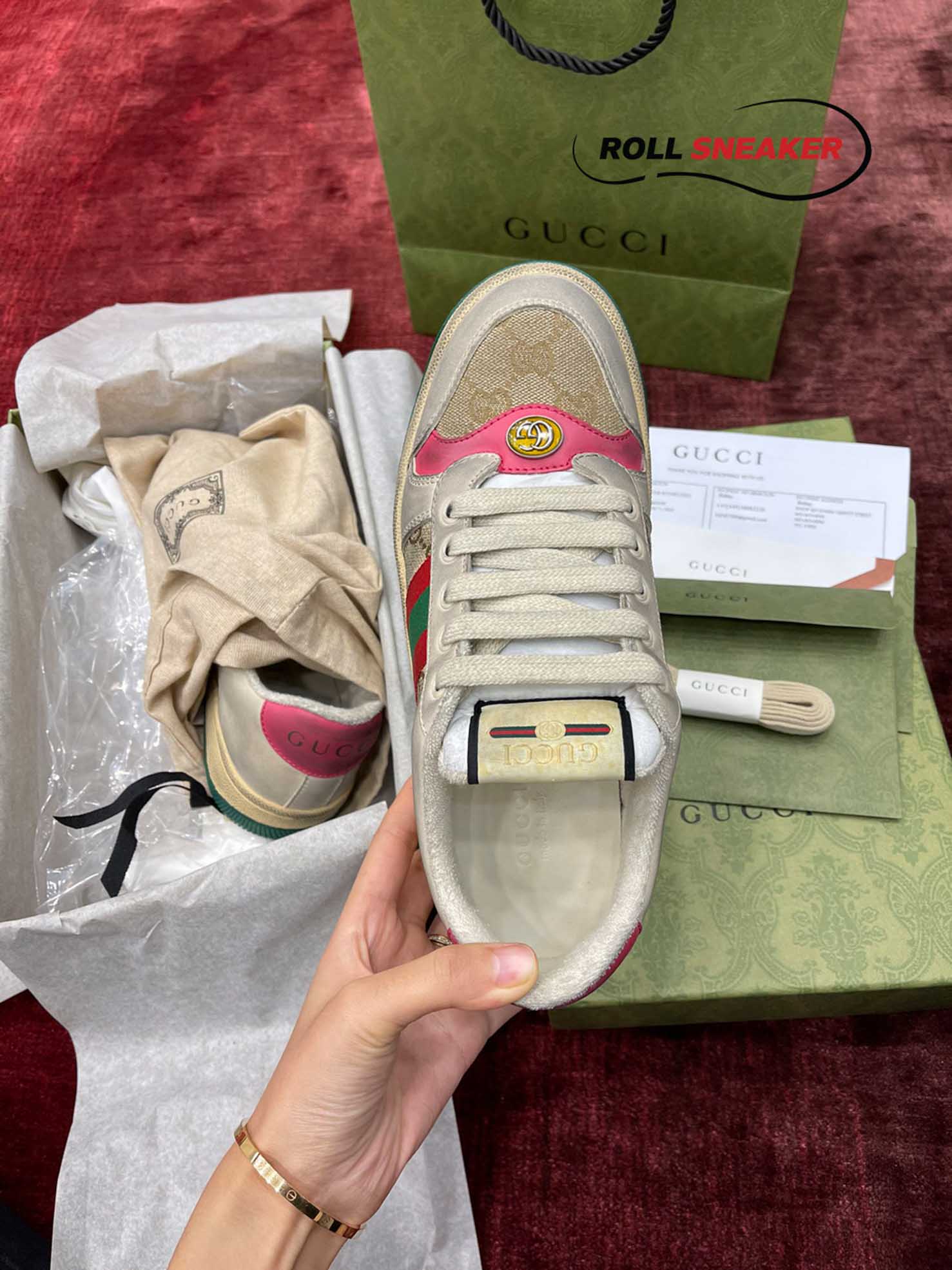 Gucci Wmns Screener ‘Distressed Pink Green’