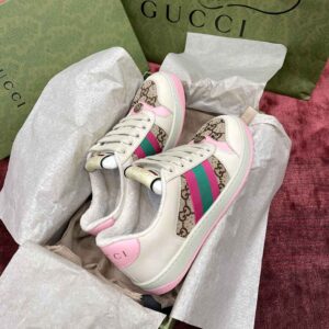 Gucci women’s screener sneaker with crytals ‘hồng baby’