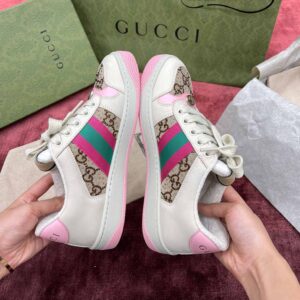 Gucci women’s screener sneaker with crytals ‘hồng baby’