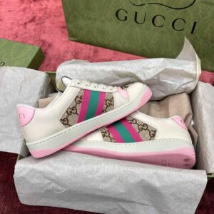 Gucci women’s screener sneaker with crytals ‘hồng baby’