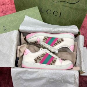 Gucci women’s screener sneaker with crytals ‘hồng baby’
