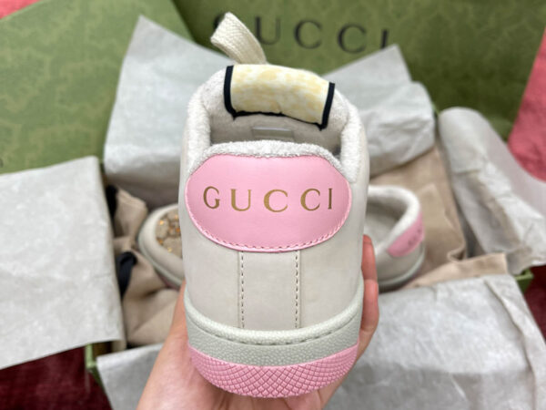Gucci women’s screener sneaker with crytals ‘hồng baby’