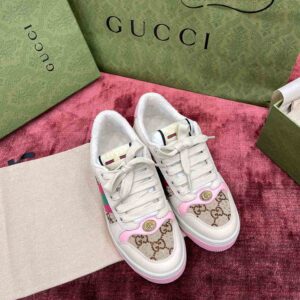 Gucci women’s screener sneaker with crytals ‘hồng baby’