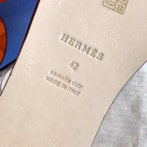 Dép Hermes Izmir Blue/Orange da Epsom