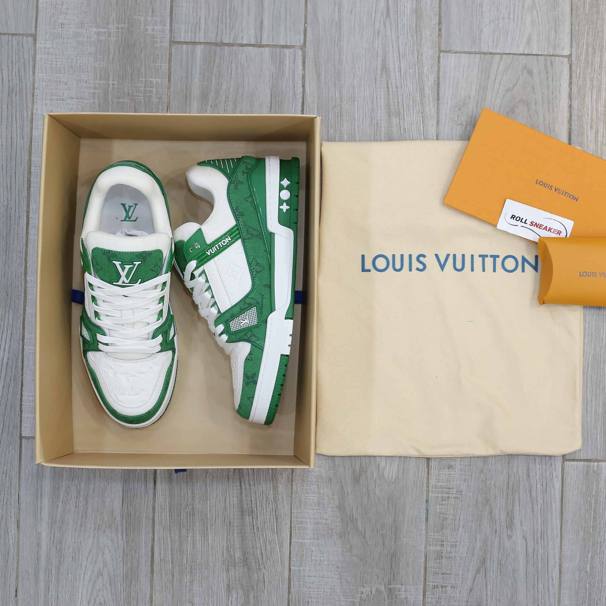 Louis Vuitton LV Trainer Green Monogram Denim 