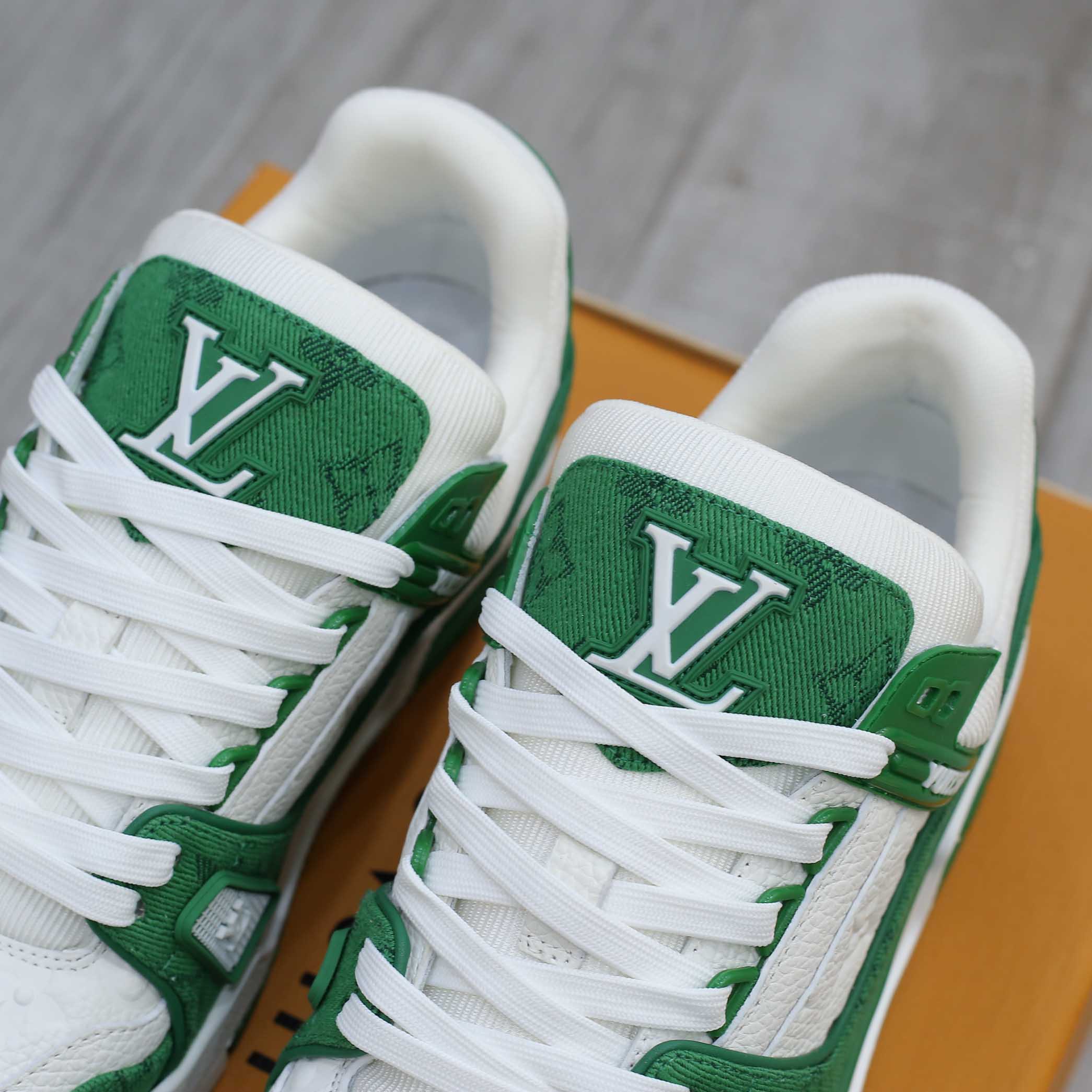 Louis Vuitton LV Trainer Green Monogram Denim 