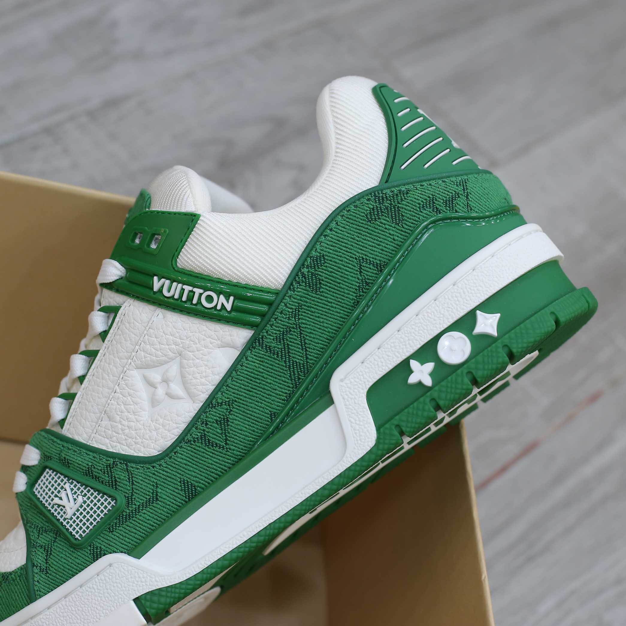 Louis Vuitton LV Trainer Green Monogram Denim 