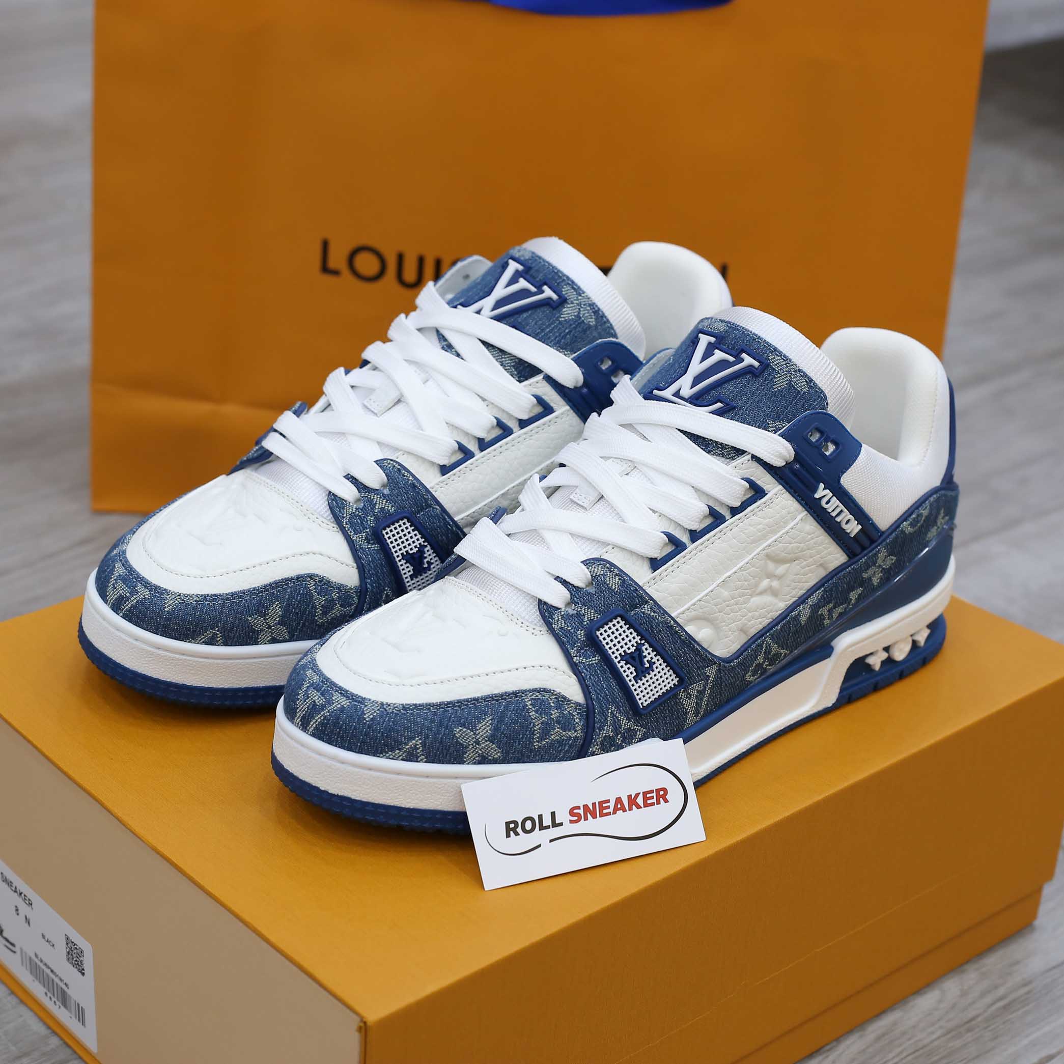 Louis Vuitton LV Trainer Monogram Denim White Blue 