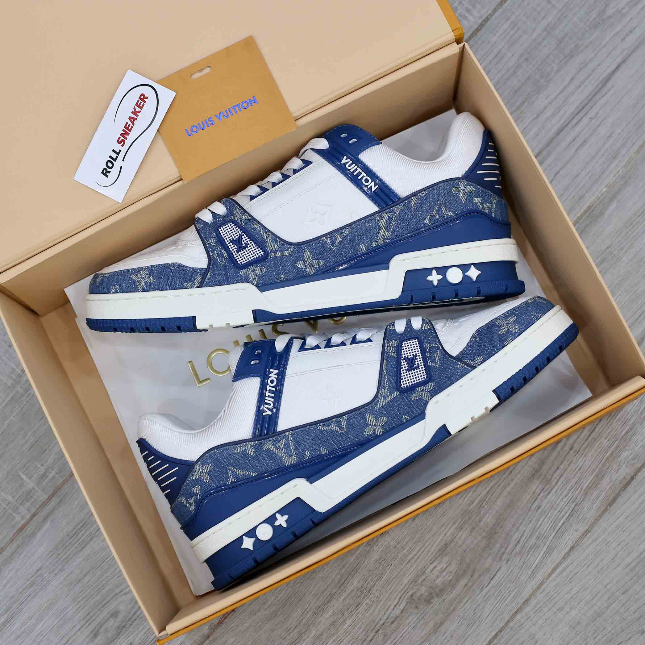 Louis Vuitton LV Trainer Monogram Denim White Blue 