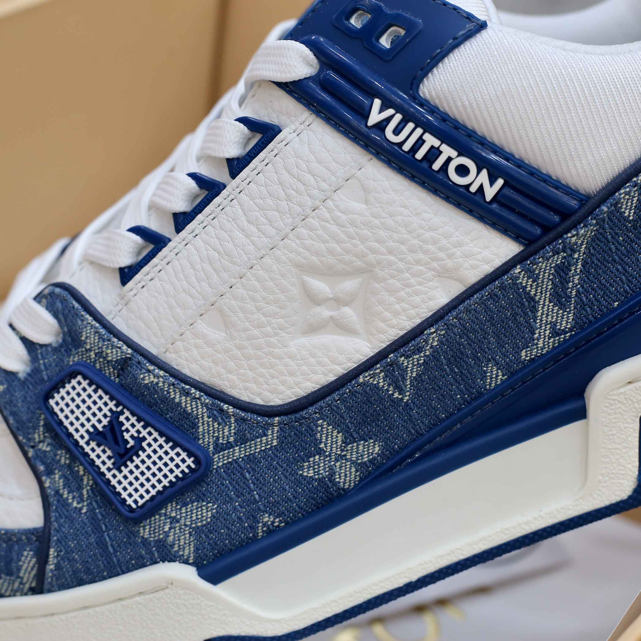 Louis Vuitton LV Trainer Monogram Denim White Blue 