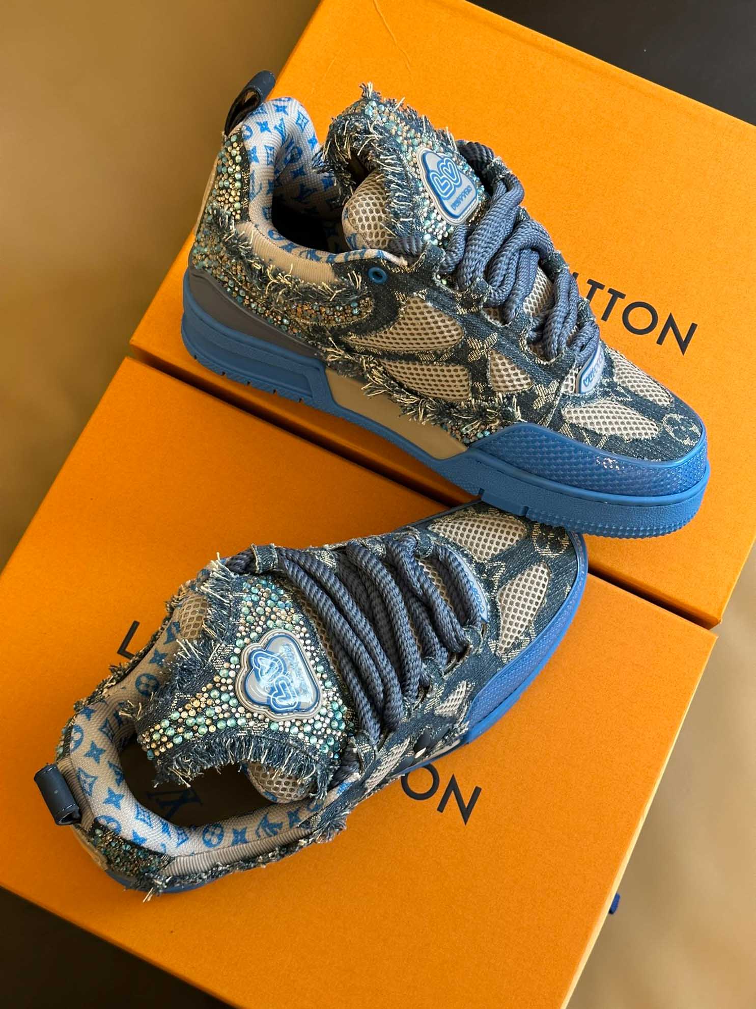 Louis Vuitton Skate Trainer Blue Swarovski Monogram