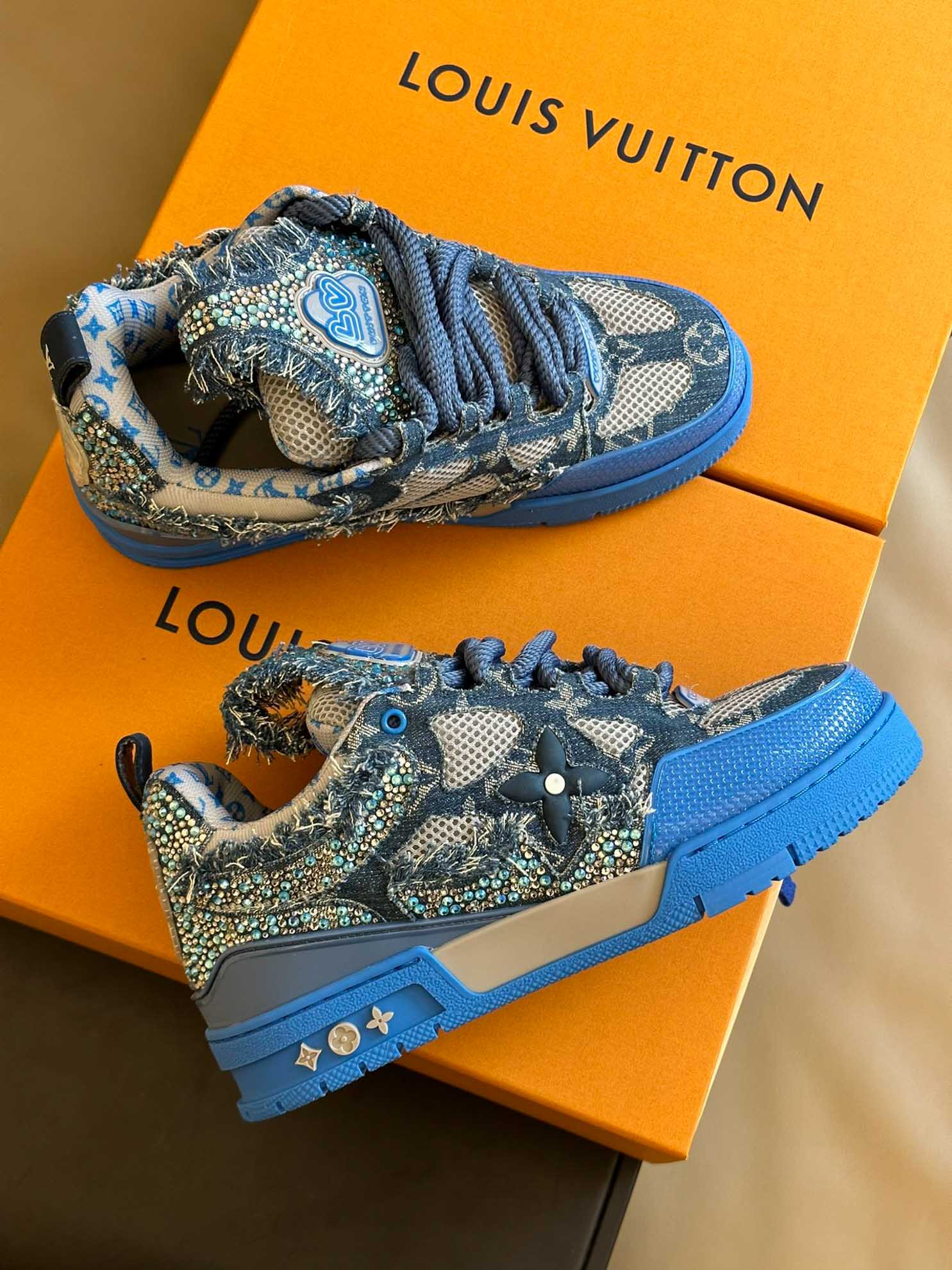 Louis Vuitton Skate Trainer Blue Swarovski Monogram