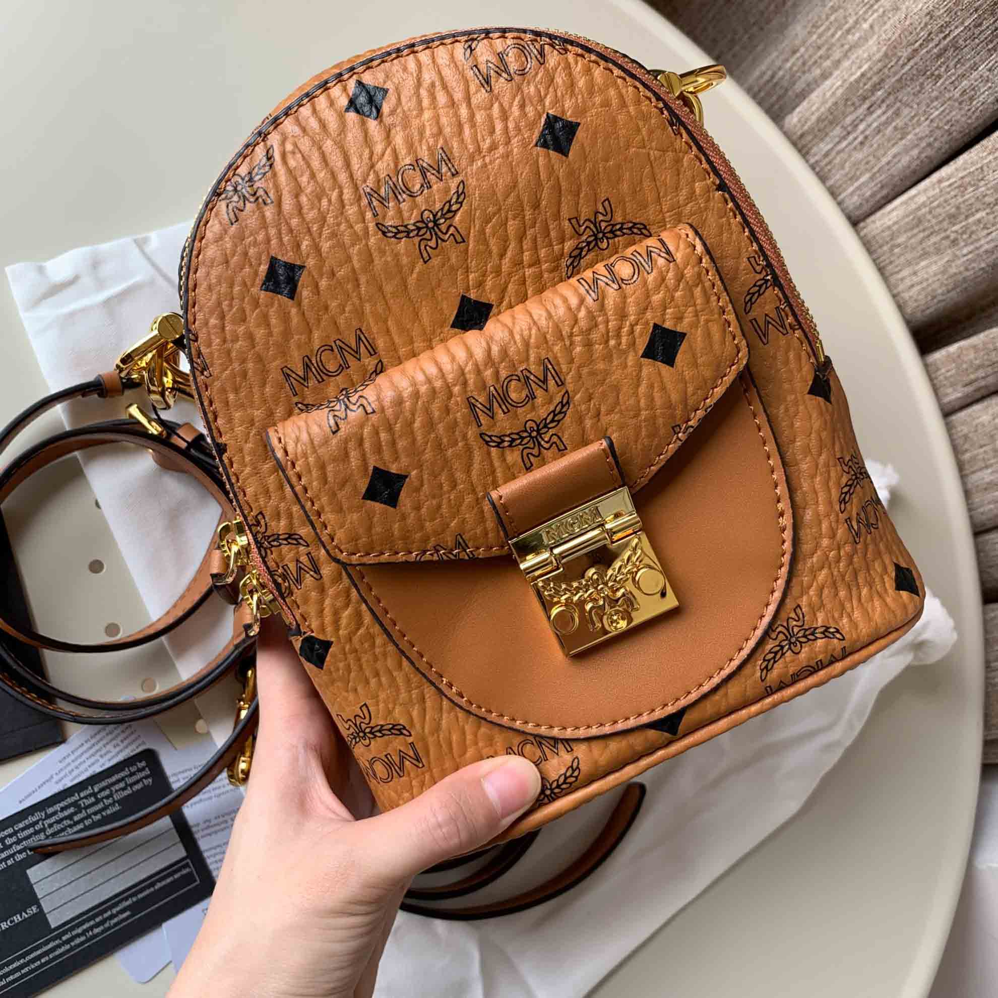 MCM Patricia Backpack Visetos Cognac