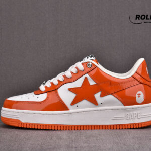 A Bathing Ape Bape Sta Patent Leather Orange White