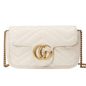 Túi Gucci GG Marmont Matelassé Leather Super Mini White Chevron Leather