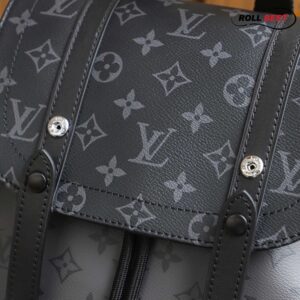 Ba Lô LV Christopher MM Monogram Eclipse Canvas Đen Nhạt