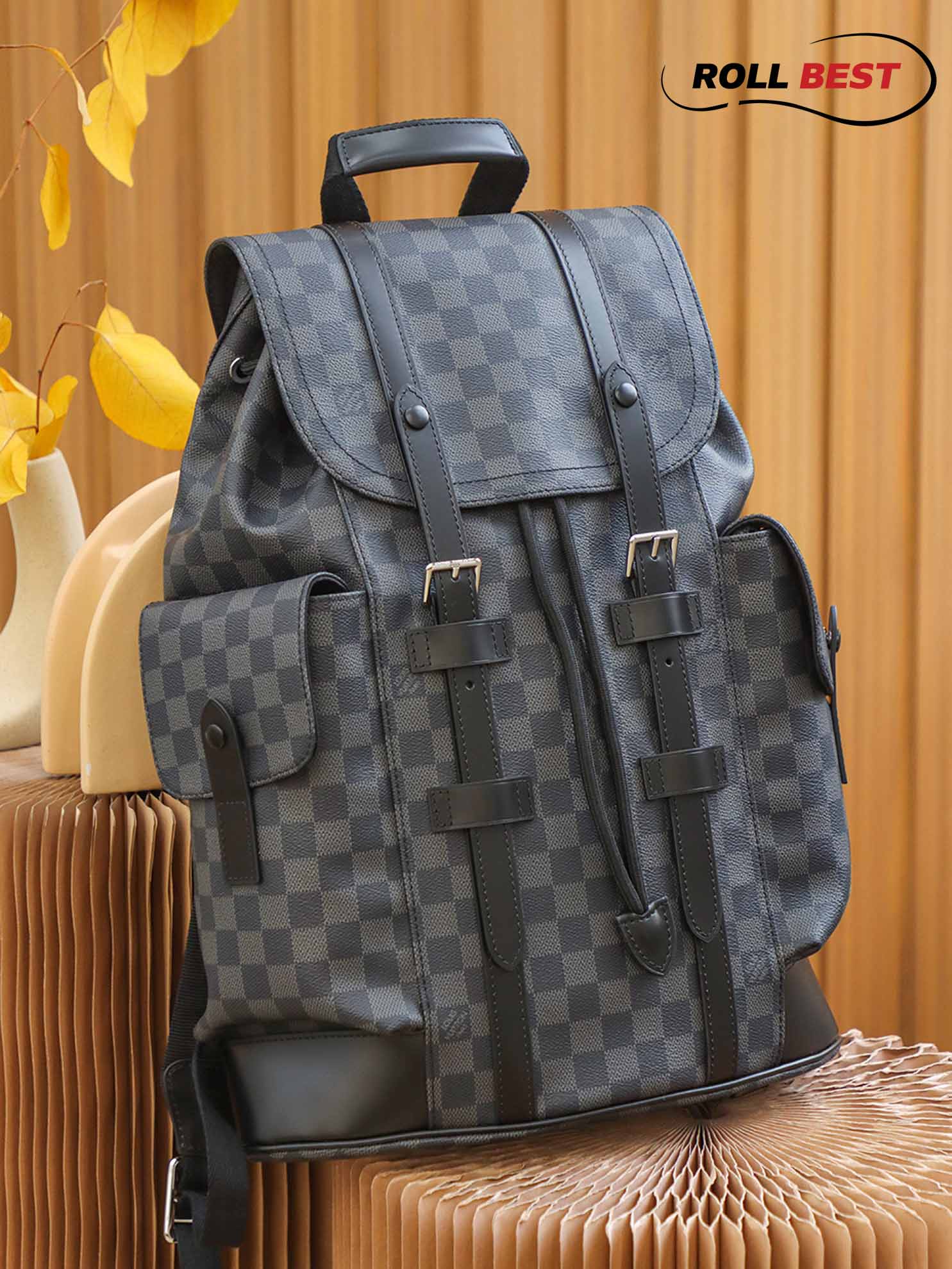 Ba Lô LV Christopher MM Monogram Eclipse Canvas Đen Đậm