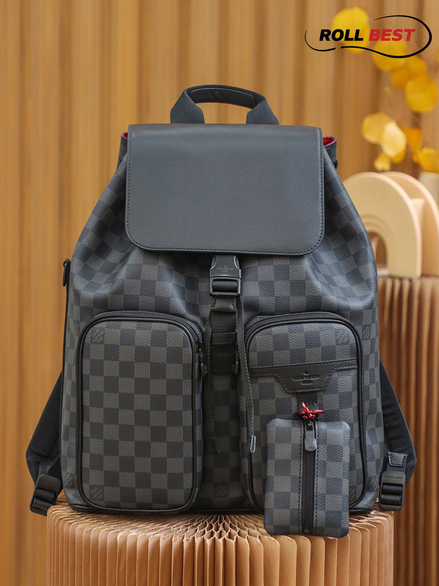 Balo LV Utility Backpack Damier Graphite Canvas Black 