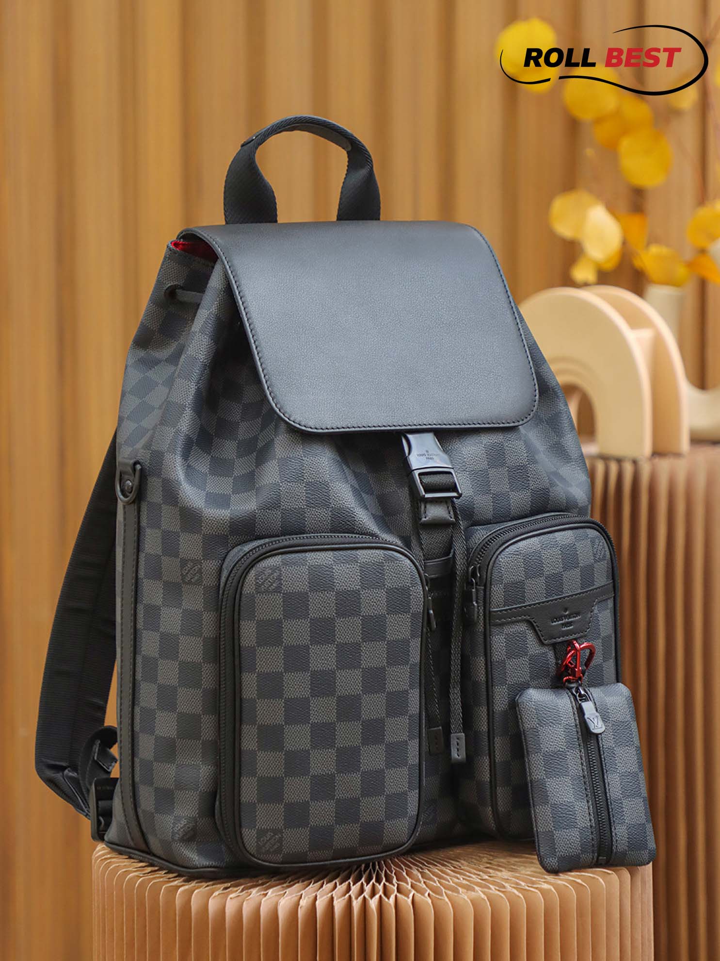 Balo LV Utility Backpack Damier Graphite Canvas Black 