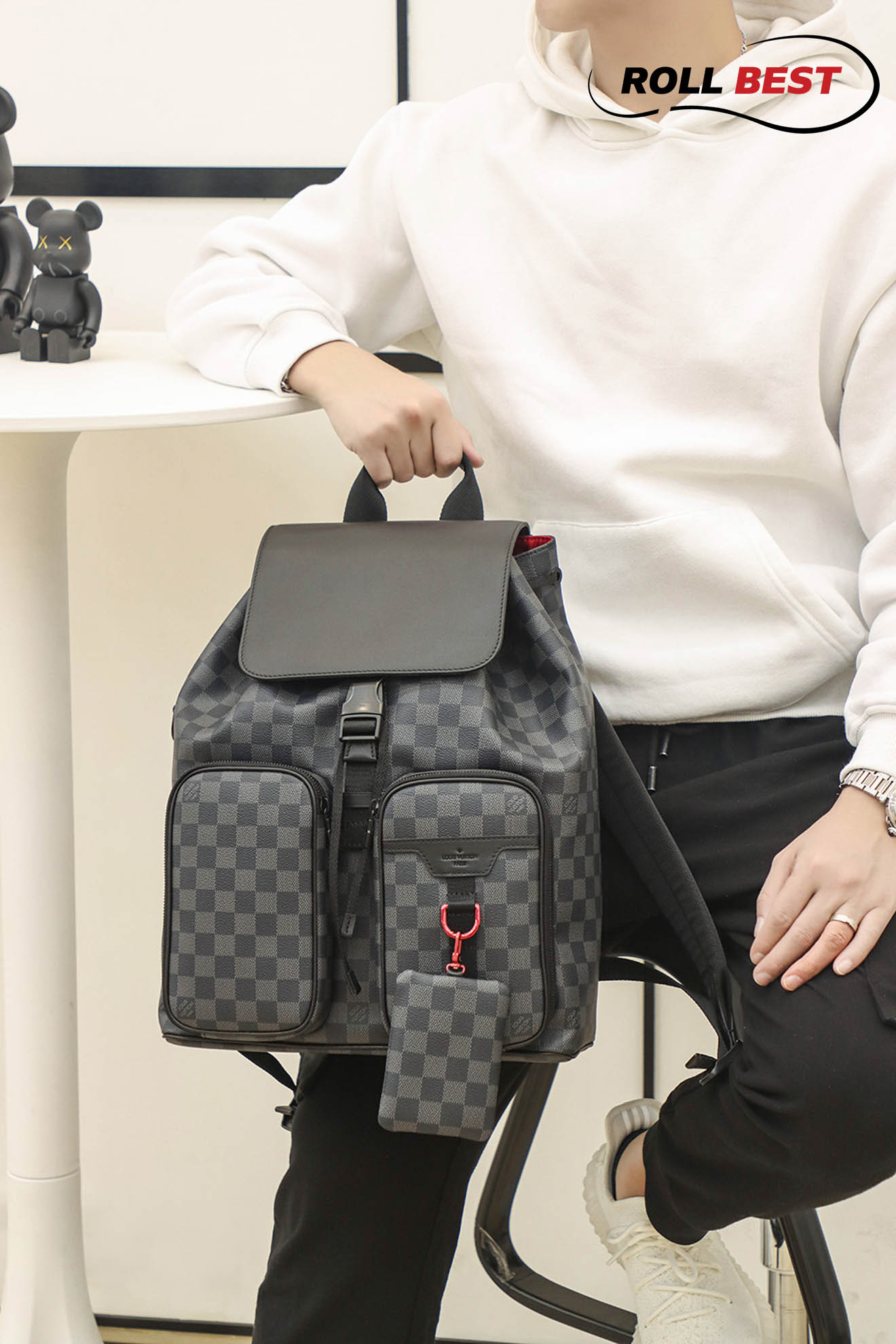 Balo LV Utility Backpack Damier Graphite Canvas Black 