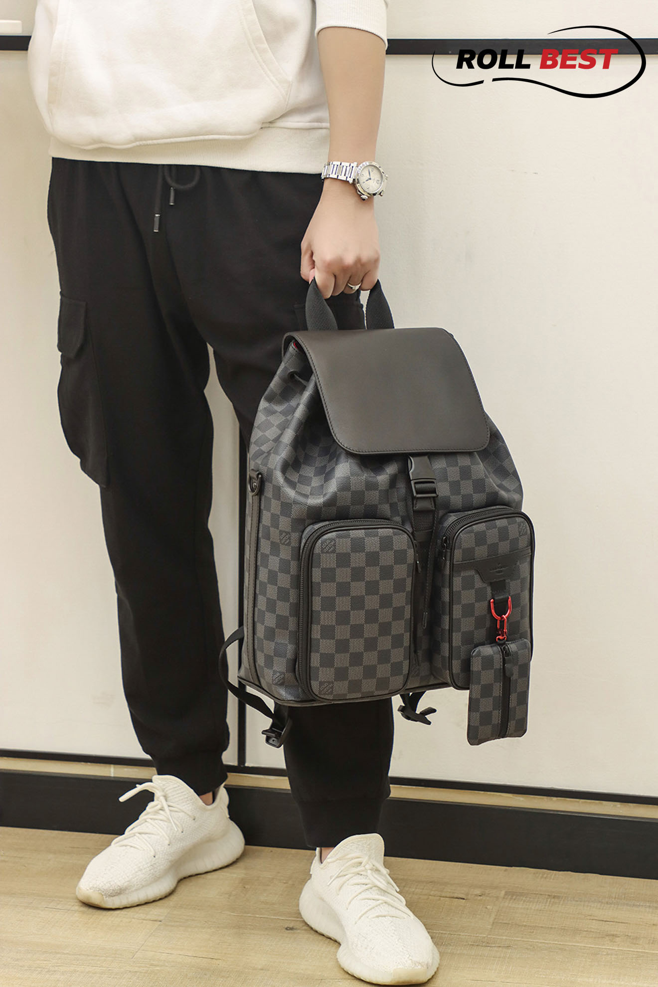 Balo LV Utility Backpack Damier Graphite Canvas Black 