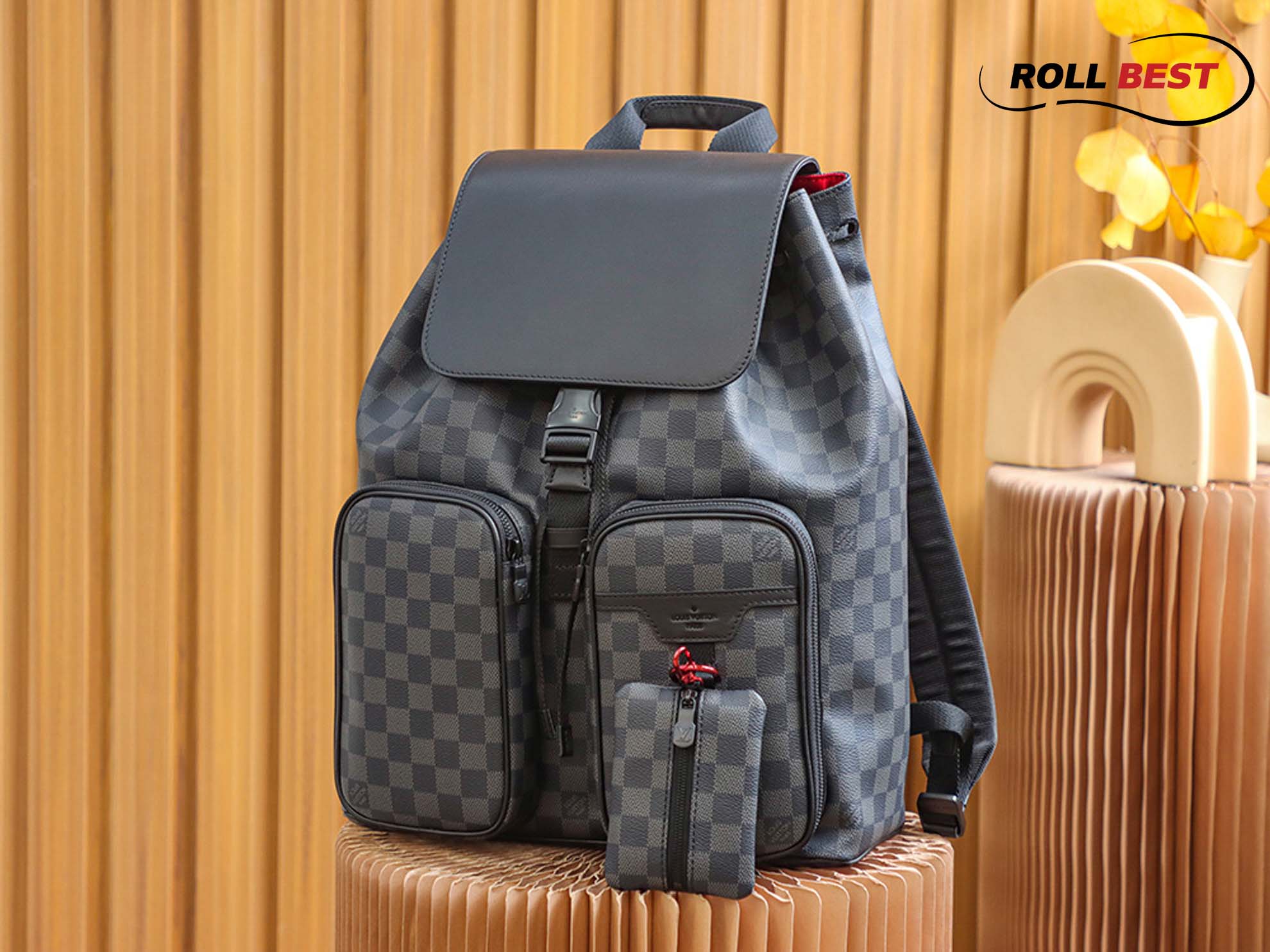 Balo LV Utility Backpack Damier Graphite Canvas Black 