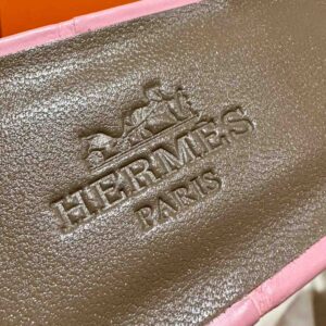 Dép Cao Gót Nữ Hermes Oasis Sandal Da Cá Sấu Hồng Nhạt