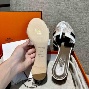 Dép Cao Gót Nữ Hermes Oasis Sandal Da Cá Sấu Loang Mũi