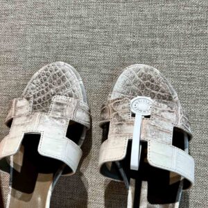 Dép Cao Gót Nữ Hermes Oasis Sandal Da Cá Sấu Loang Mũi