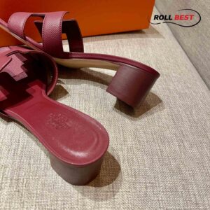 Dép Cao Gót Nữ Hermes Oasis Sandal Đỏ Đô Nhăn