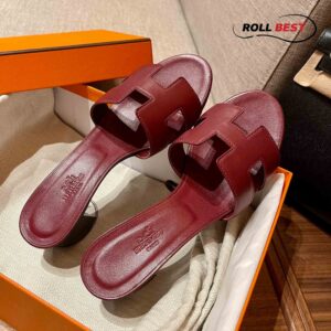 Dép Cao Gót Nữ Hermes Oasis Sandal Đỏ Đô Trơn