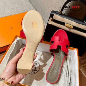 Dép Cao Gót Nữ Hermes Oasis Sandal Đỏ Nâu Xám Trơn