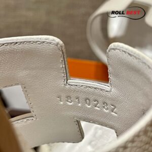 Dép Cao Gót Nữ Hermes Oasis Sandal Full Trắng Nhăn