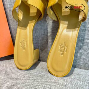 Dép Cao Gót Nữ Hermes Oasis Sandal Full Vàng Nhăn