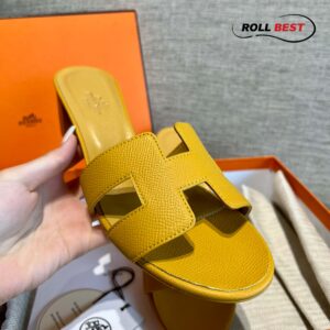 Dép Cao Gót Nữ Hermes Oasis Sandal Full Vàng Nhăn