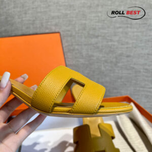 Dép Cao Gót Nữ Hermes Oasis Sandal Full Vàng Nhăn