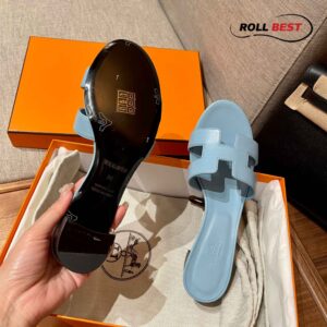 Dép Cao Gót Nữ Hermes Oasis Sandal Full Xanh Ngọc Trơn