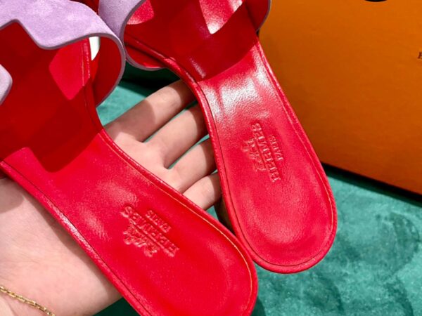 Dép Cao Gót Nữ Hermes Oasis Sandal Hồng Đỏ Da Lộn