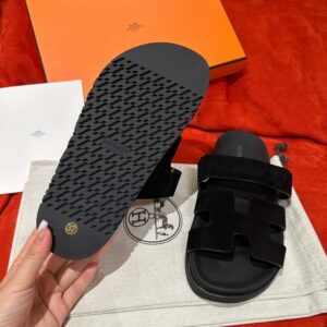 Dép Hermes Chypre Sandal Black Suede