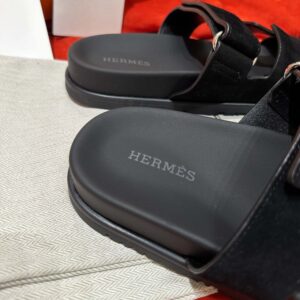 Dép Hermes Chypre Sandal Black Suede