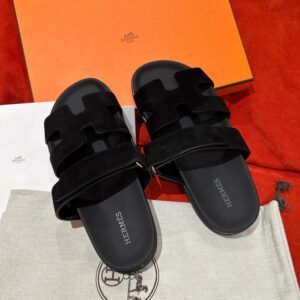 Dép Hermes Chypre Sandal Black Suede