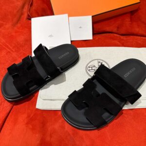 Dép Hermes Chypre Sandal Black Suede