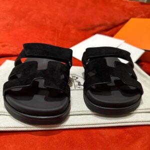 Dép Hermes Chypre Sandal Black Suede