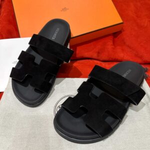 Dép Hermes Chypre Sandal Black Suede