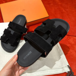 Dép Hermes Chypre Sandal Black Suede