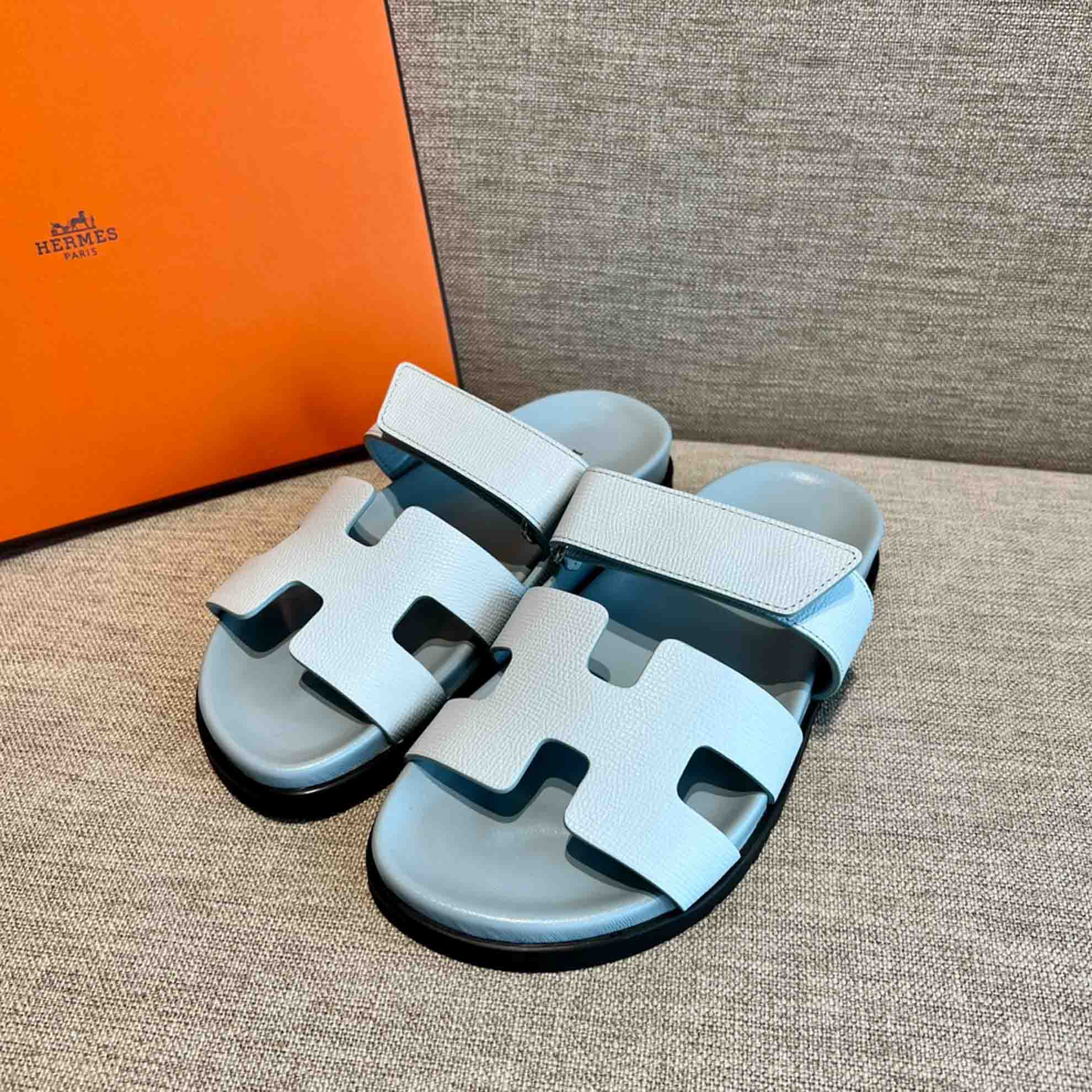 Dép Hermes Chypre Sandal Blue Suede