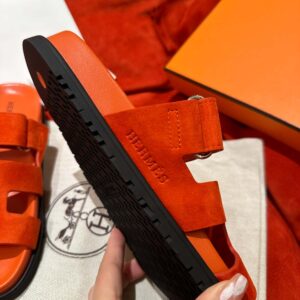 Dép Hermes Chypre Sandal Orange Suede