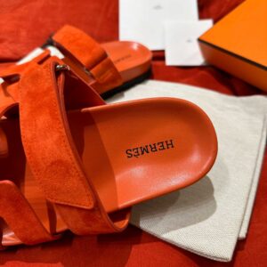 Dép Hermes Chypre Sandal Orange Suede